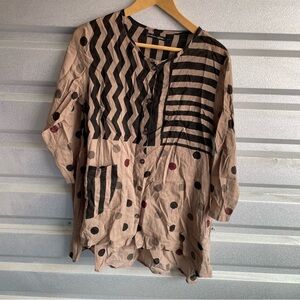 Gudrun Sjoden dot & abstract pattern blouse